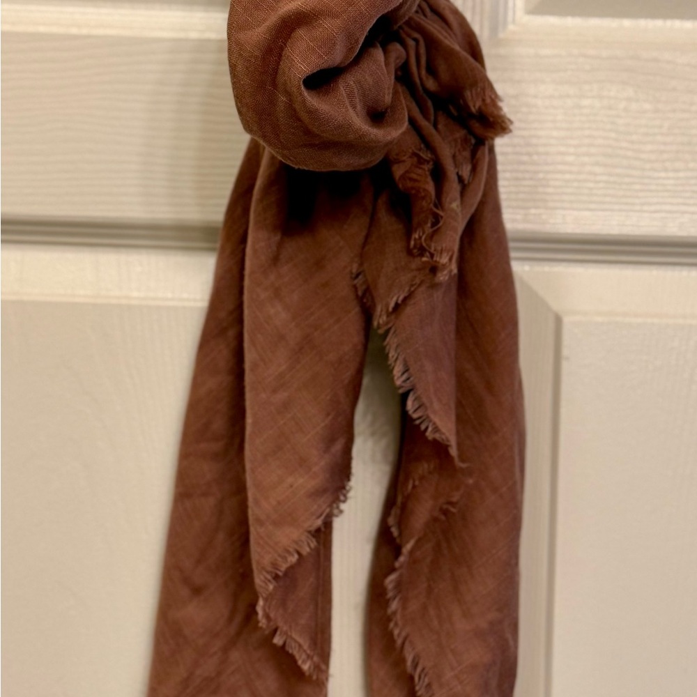 Dark Pink Fringed Scarf Pre Tied